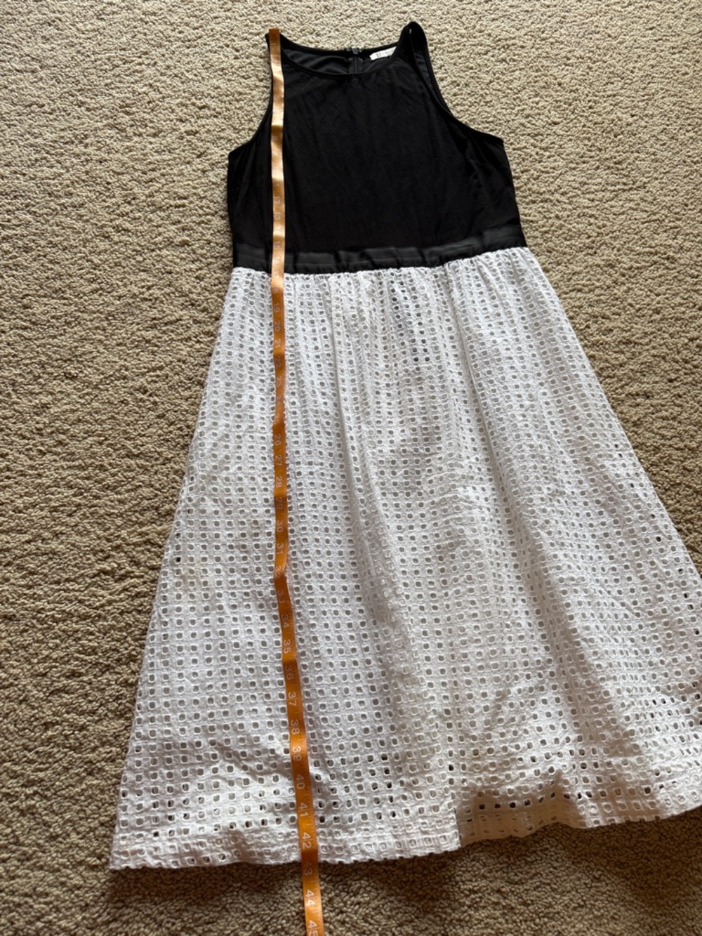 MIXT by Heidi Wiesel Black and White Eyelet Sleeveless Fit-and-Flare Dress
